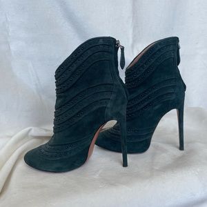 Alaia Dark Green Suede Ankle Boot